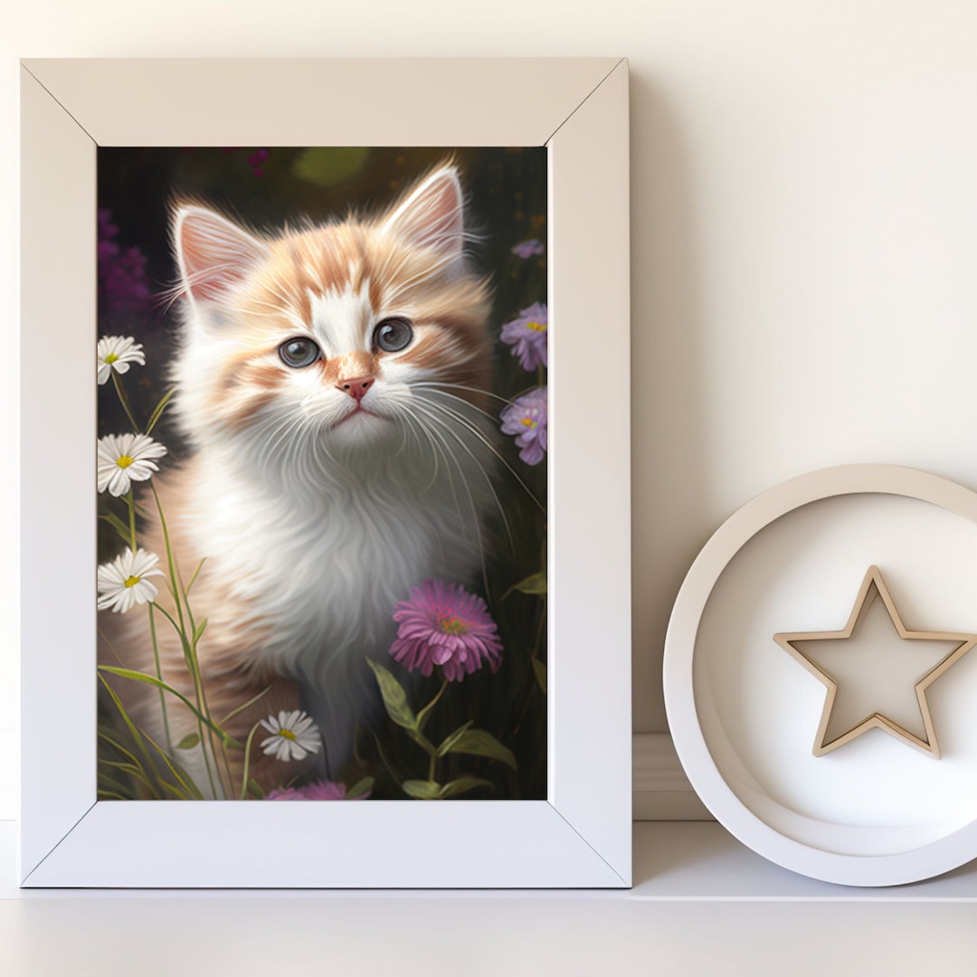 Kitten Wall Decor, Baby Cat Wall Art, Cat Lover Painting, Cute Baby