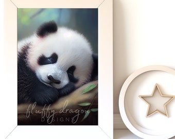 Digital Download |  Baby Panda v15 | Printable Art | Digital Prints Wall Art | Art Print | Digital Painting | AI Art Prints | Watercolor Art