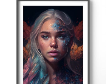 Mhysa Poster, Matte Vertical Posters, Dragon Wall Art, Fantasy Print