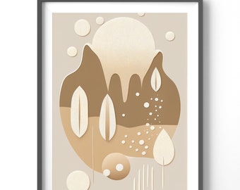 Boho Abstract Poster, Matte Vertical Posters, Minimalist Wall Art, Earth Tones Print