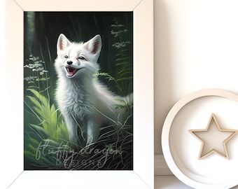 Digital Download |  Baby Fox v18 | Printable Art | Digital Prints Wall Art | Art Prints | Digital Painting | AI Art Print | Watercolor Art