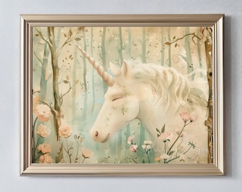 Digital Art - Magical Unicorn Download for Kids Room Decor, Whimsical Wall Art, Colorful Nursery Print, Instant Download