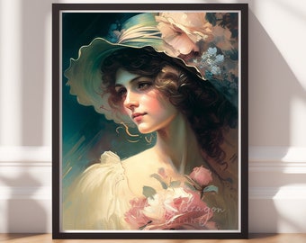 Vintage Painting Digital Download | Colorful Portrait Art Print | Vintage Décor Wall Art | Unique Portrait Painting Artwork