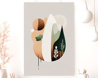 Boho Abstract Poster, Matte Vertical Posters, Minimalist Wall Art, Earth Tones Print