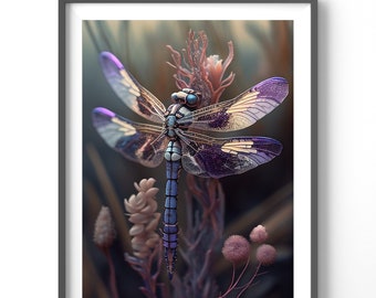 Dragonfly Poster | Colorful Insect Wall Art | Matte Vertical Nature Print | Unique Home Decor for Nature Lovers