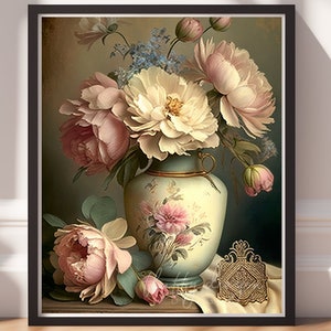 Floral Wall Art Print: Retro Flower Bouquet (Digital Download)
