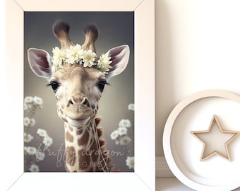 Digital Download |  Baby Giraffe v5 | Printable Art | Digital Print Wall Art | Art Print | Digital Painting | AI Art Print | Watercolor Art