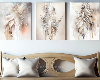 Watercolor Nature Inspired Print, Neutral Art, Beige, Gray, Minimalist Abstract Living Room Wall Decor, Muted Tones Digital Prints Set of 3