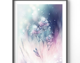 Watercolor Baby's Breath Poster, Matte Vertical Posters,  Floral Wall Art, Flower Print