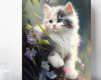 Baby Kitten Canvas Print, Wrapped Canvas, Cute Animal Nursery Wall Art, Ready to Hang