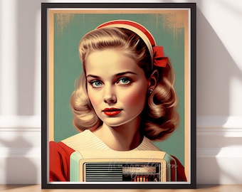 Vintage Wall Art | 50s Art Print | 1950s Digital Download | Retro Home Decor | Mid-Century Wall Decor Print