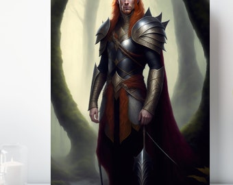 Elvish King Canvas Print, Wrapped Canvas, Fantasy Wall Art, Ready to Hang