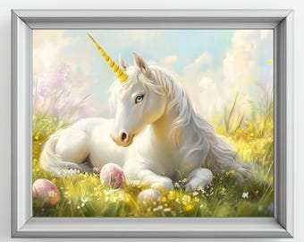 Easter Unicorn Digital Download | Cute Animal Art for Girls | Adorable Printable Gift & Easter Decor Artwork