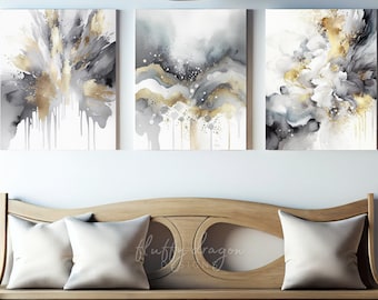 Set of 3 Earth Tone Abstract Printable Boho Art | Digital Download Artworks for Modern Decor