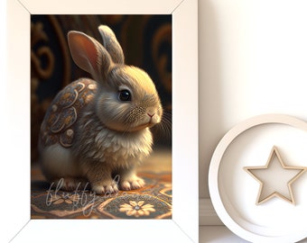 Nursery Animals, Baby Bunny v17, Digital Download, Nursery Prints, Woodland Decor, Printable Wall Art, Instant Print