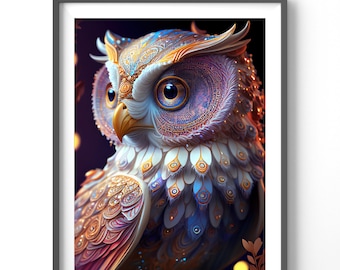 Mystic Owl Poster, Matte Vertical Posters, Animal Wall Art, Owl Lover Print
