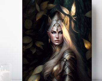 Elvish Queen Canvas Print, Wrapped Canvas, Fantasy Wall Art, Ready to Hang