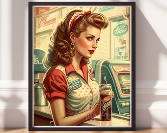 50s Art Print | 1950s Digital Download | Retro Wall Decor | Vintage Home Art | Mid Century Modern Print