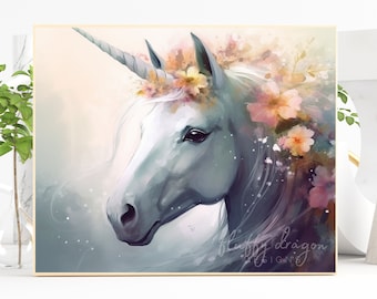 Digital Download Unicorn Wall Art | Colorful Printable Decor | Unique Nature Lovers Gift & Fantasy Painting Art Print
