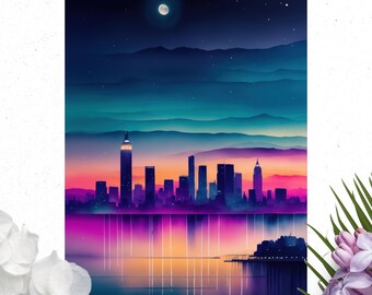 Cityscape Poster | Watercolor City Wall Art | Colorful Matte Vertical Prints for Home Decor & Modern Interiors