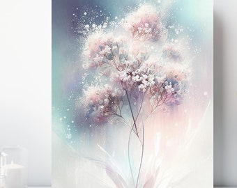 Baby's Breath Canvas Wall Art, Wrapped Canvas, Flower Art, Ready to Hang