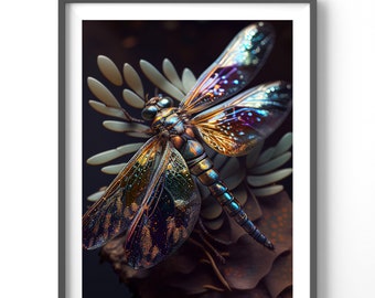 Dragonfly Poster | Colorful Insect Wall Art, Matte Vertical Nature Print for Home Decor & Gift Ideas
