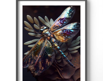 Colorful Dragonfly Poster, Matte Vertical Posters, Insect Wall Art, Nature Print