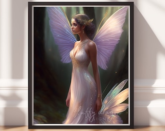 Forest Fairy v3, Digital Painting Art, Instant Download, Printable Decor, Fairy Art, Magical Decor, Instant Print