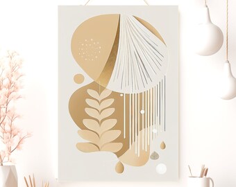 Boho Abstract Poster, Matte Vertical Posters, Minimalist Wall Art, Earth Tones Print