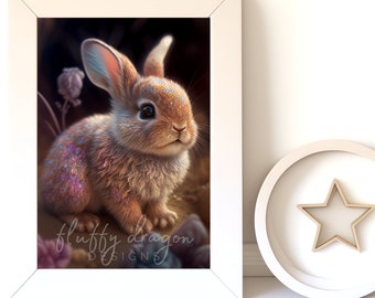 Nursery Animals, Baby Bunny v11, Digital Download, Nursery Prints, Woodland Decor, Printable Wall Art, Instant Print