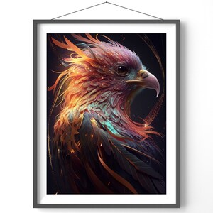 Colorful Phoenix Poster | Vibrant Wall Art, Fantasy Decor, Mythical Creature Print, Unique Gift Idea, Home & Office Decor
