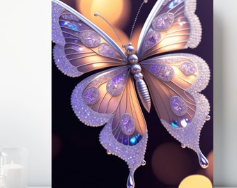 Bejeweled Butterfly Canvas Print, Wrapped Canvas, Colorful Butterfly Wall Art, Ready to Hang