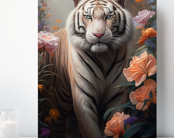 Tiger Canvas Wall Art, Wrapped Canvas, Safari Animal Art, Ready to Hang