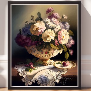 Floral Wall Art Print - Colorful Retro & Vintage Poster Download, Trendy Digital Download for Home Decor, Printable Art