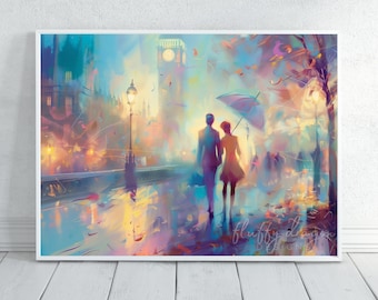 Romantic Artwork: London Poster of Big Ben | Pastel Wall Art for Home Decor | Unique Gift for Couples