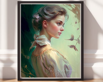 Vintage Portrait Digital Download | Colorful Wall Art, Portrait Art Print for Vintage Décor & Home Styling