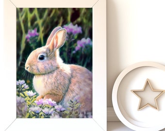 Bunny Wall Art - Cute Baby Animal Nursery Artwork, Digital Download & Printable Decor for Kids Room