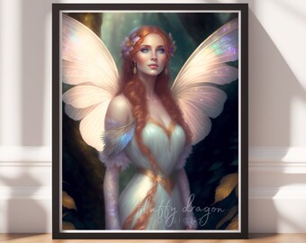 Forest Fairy v15, Digital Painting Art, Instant Download, Printable Decor, Fairy Art, Magical Decor, Instant Print