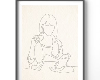Bookish Line Art Poster, Matte Vertical Posters, Abstract Wall Art, Book Lover Print