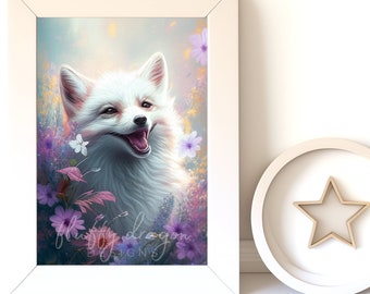Digital Download |  Baby Fox v16 | Printable Art | Digital Prints Wall Art | Art Prints | Digital Painting | AI Art Print | Watercolor Art