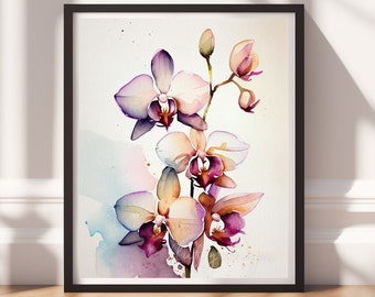 Watercolor Flowers v15, Digital Download, Floral Wall Art, Instant Print, Pastel Decor, Digital Prints