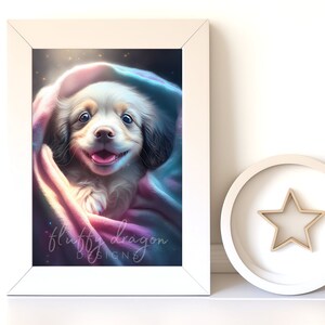 Puppy Artwork | Cute Animal Print, Digital Download for Nursery Decor | Printable Dog Art for Kids&#39; Room