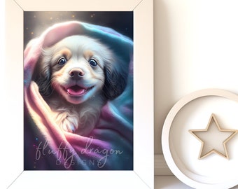 Puppy Artwork | Cute Animal Print, Digital Download for Nursery Decor | Printable Dog Art for Kids' Room