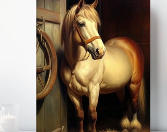 Blonde Horse Canvas Wall Art, Wrapped Canvas, Equestrian Art, Ready to Hang