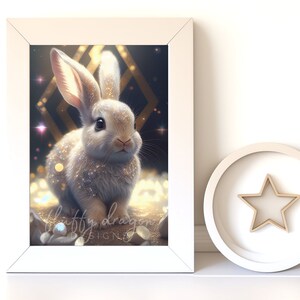 Bunny Wall Art - Cute Baby Animal Nursery Artwork, Digital Download & Printable Decor for Kid&#39;s Room