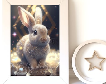 Bunny Wall Art - Cute Baby Animal Nursery Artwork, Digital Download & Printable Decor for Kid's Room