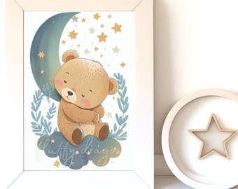 Bear Cub Print - Cute Nursery Wall Art, Baby Room Decor, Instant Download for Kids, Forest Animal Theme