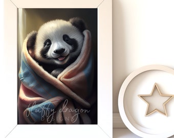 Digital Download |  Baby Panda v12 | Printable Art | Digital Prints Wall Art | Art Print | Digital Painting | AI Art Prints | Watercolor Art