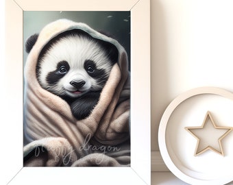Digital Download |  Baby Panda v14 | Printable Art | Digital Prints Wall Art | Art Print | Digital Painting | AI Art Prints | Watercolor Art