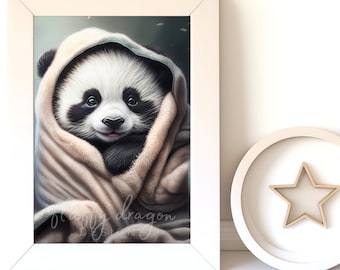 Cute Baby Panda Digital Art Print | Nursery Wall Art Download | Adorable Panda Decor for Kids